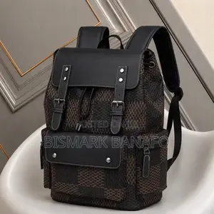 Quality Luxury Checkered Leather Unisex Laptop Backpack Work School