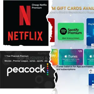Netflix Subscription, Peacock, iTunes , Gift Card