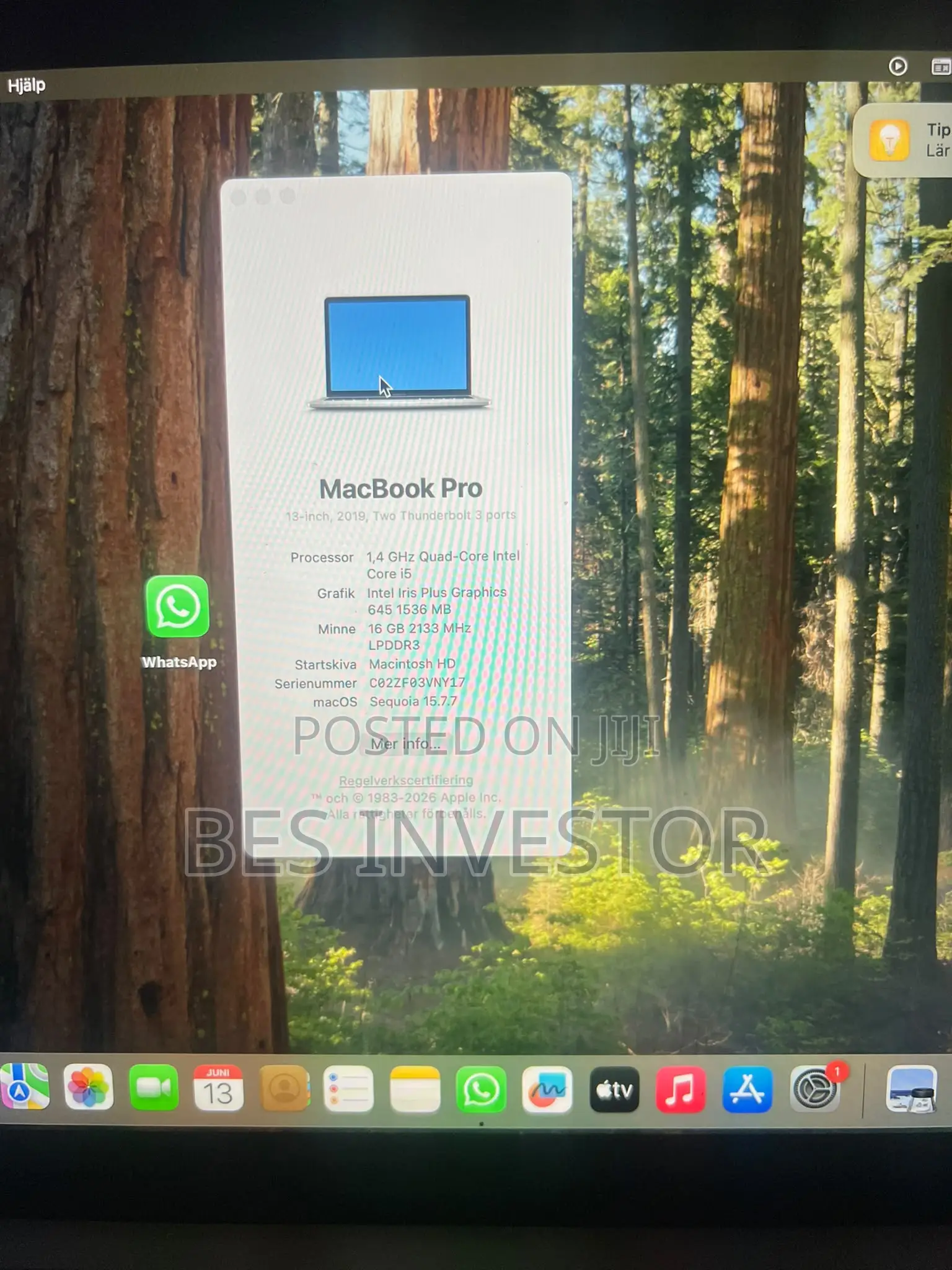 Laptop Apple MacBook Pro 2020 16GB Intel Core i7 HDD+SSD 256GB