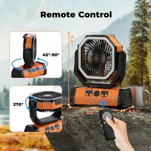 20000mah Rechargeable Camping Fan With Light and Remote Control
