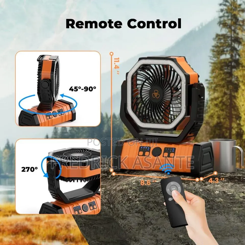 20000mah Rechargeable Camping Fan With Light and Remote Control