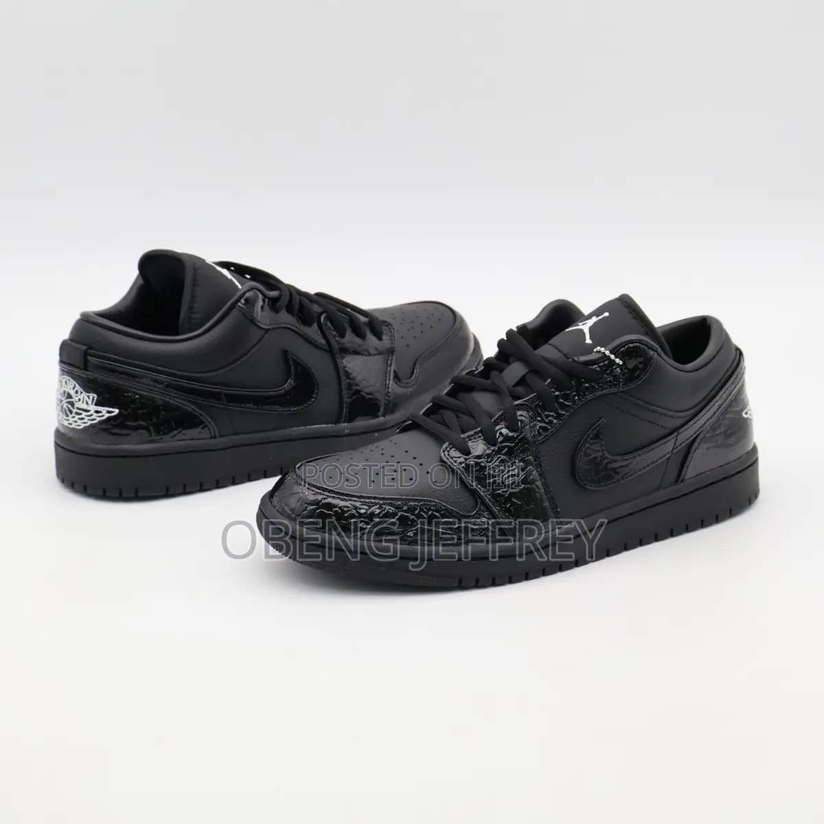 Original Nike Air Jordan 1 Low Black Croc