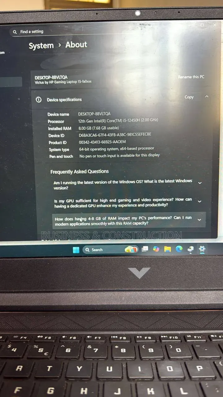 Laptop HP Victus 15 8GB Intel Core i5 SSD 500GB
