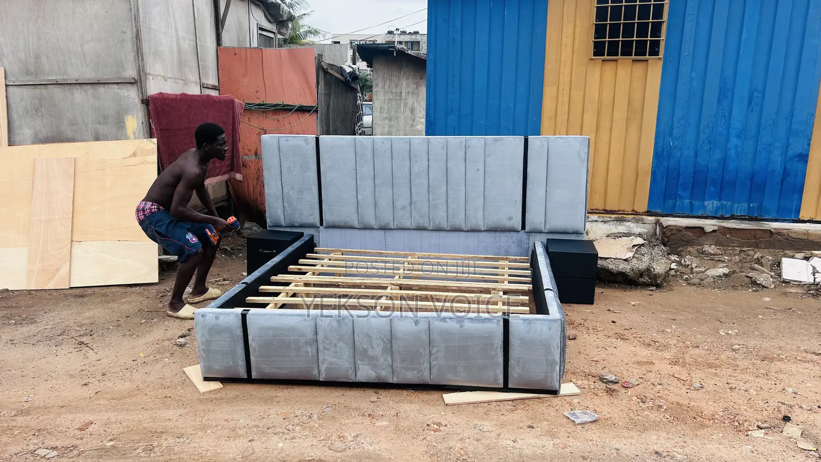 Queen Size Bed Frame With Two Drawer