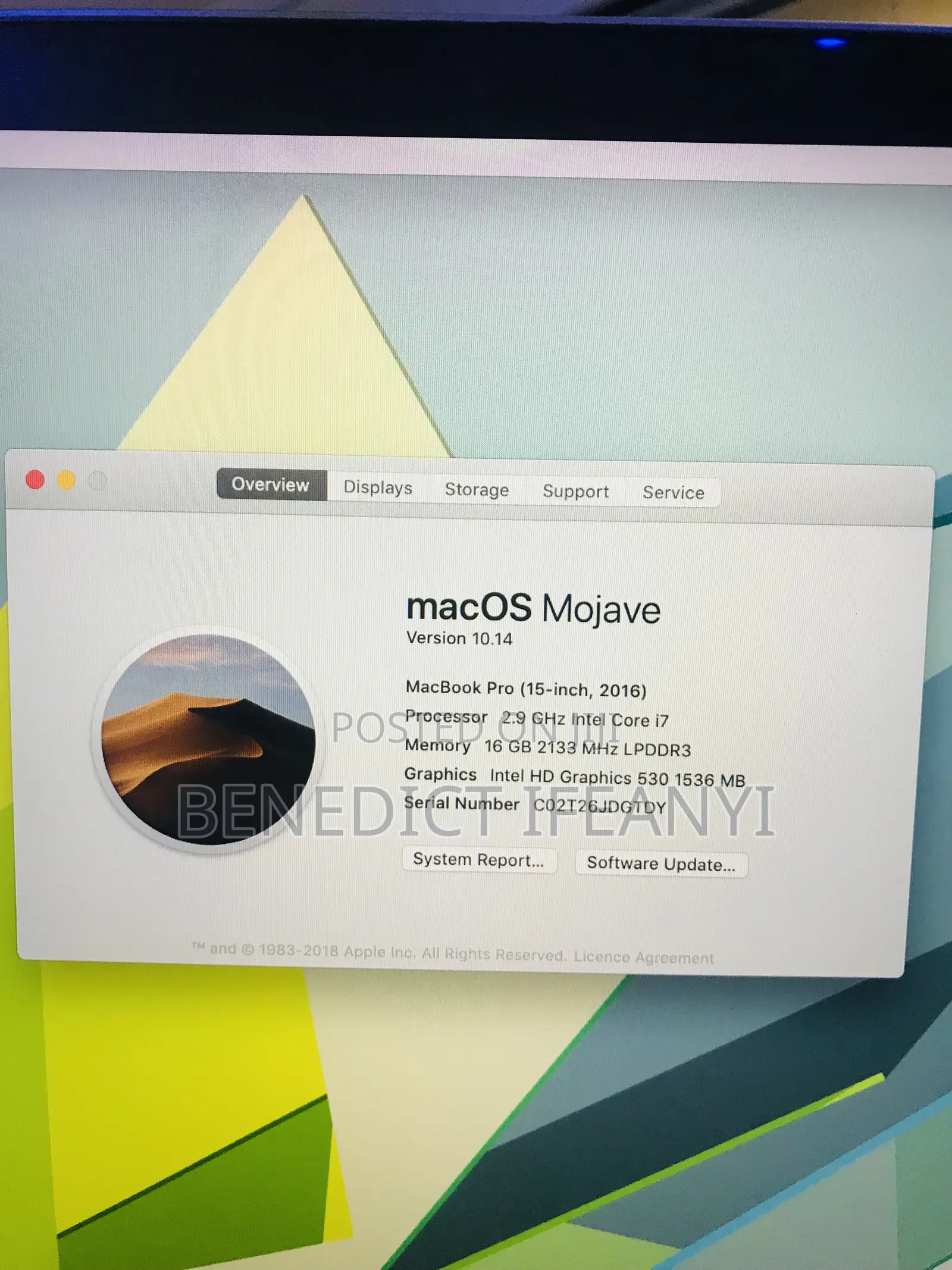 Laptop Apple MacBook 2016 16GB Intel Core i7 SSD 1T