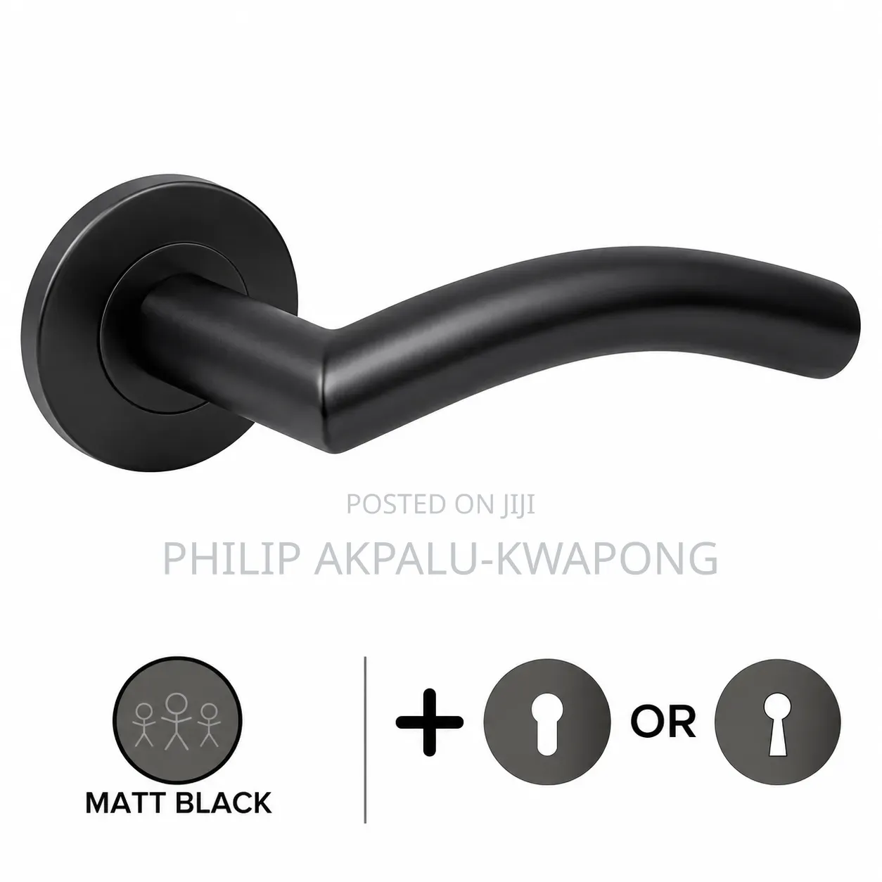 Matt Black Curved Door Lock