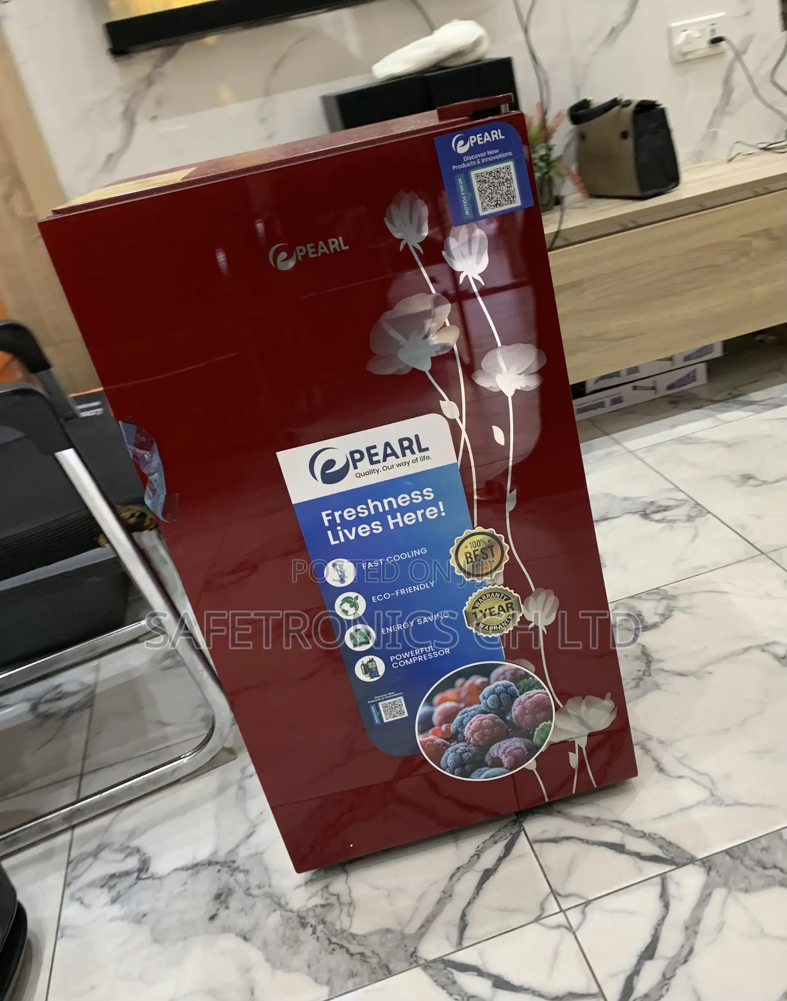 High Sleek Pearl Pf-109-2b in Red 80-Liter Single-Door Table-Top
