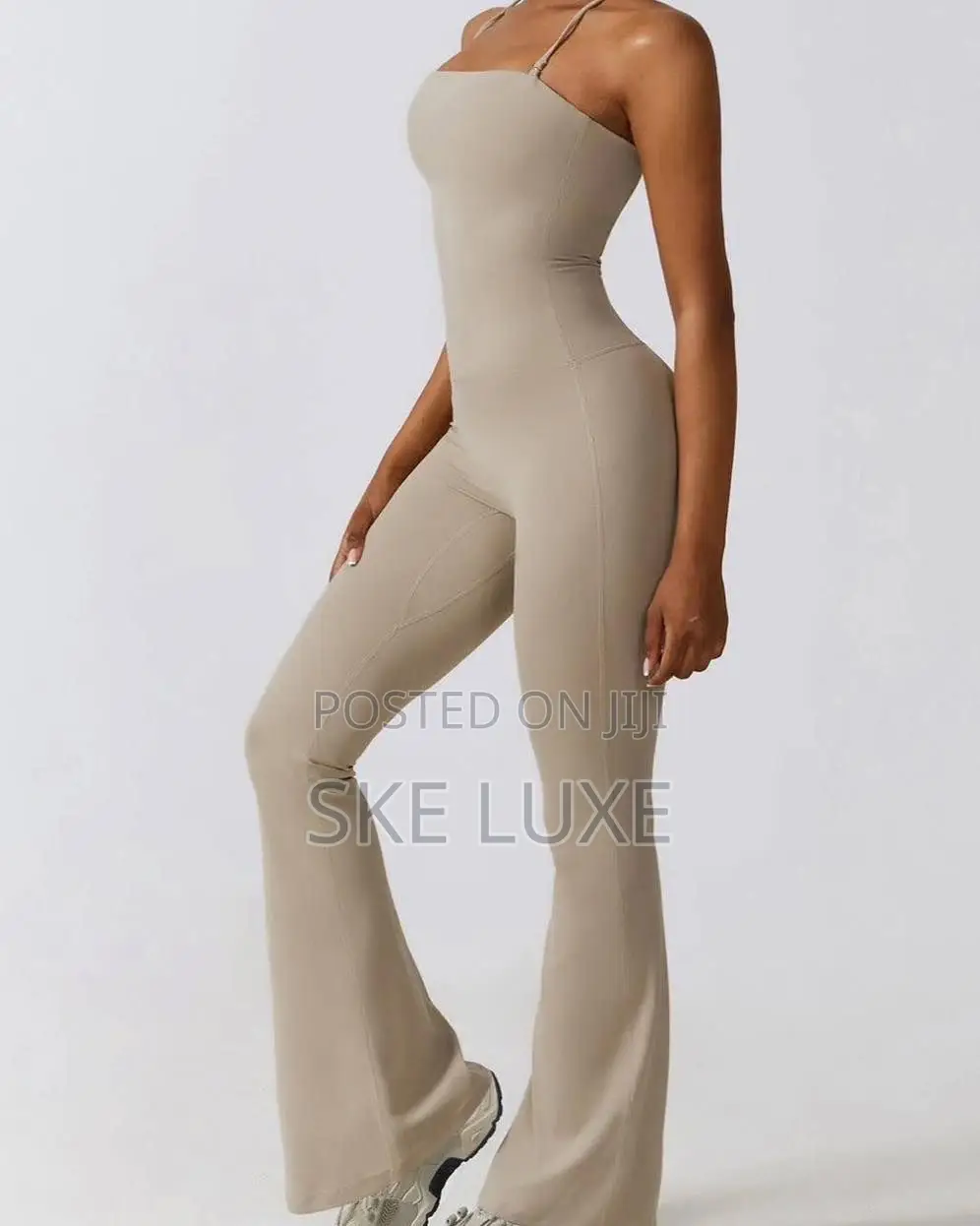 Women’S 1-Piece Halter Jumpsuit - Flare-Leg Athleisure Jumpsuit