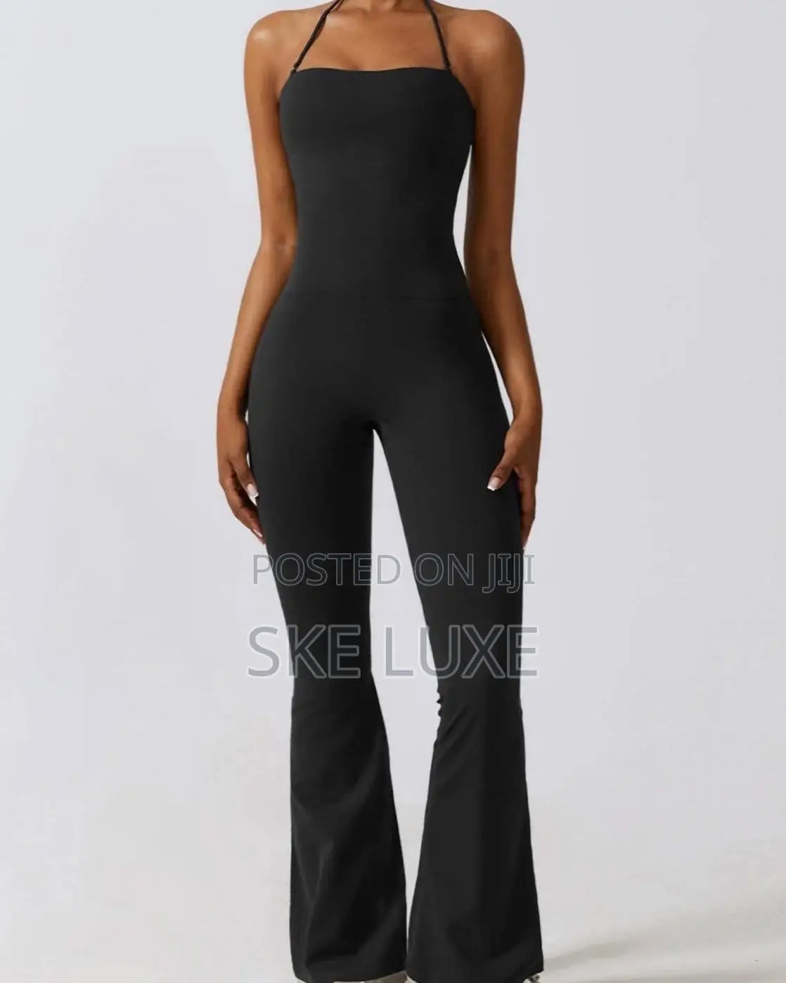 Women’S 1-Piece Halter Jumpsuit - Flare-Leg Athleisure Jumpsuit