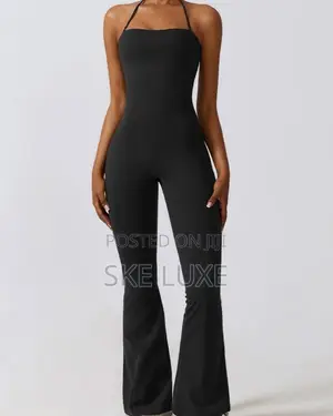 Women’S 1-Piece Halter Jumpsuit - Flare-Leg Athleisure Jumpsuit