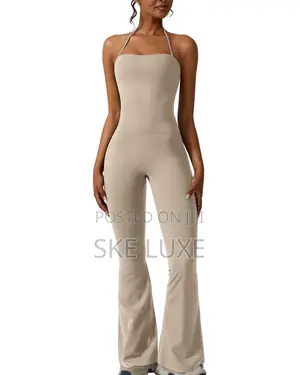 Women’S 1-Piece Halter Jumpsuit - Flare-Leg Athleisure Jumpsuit