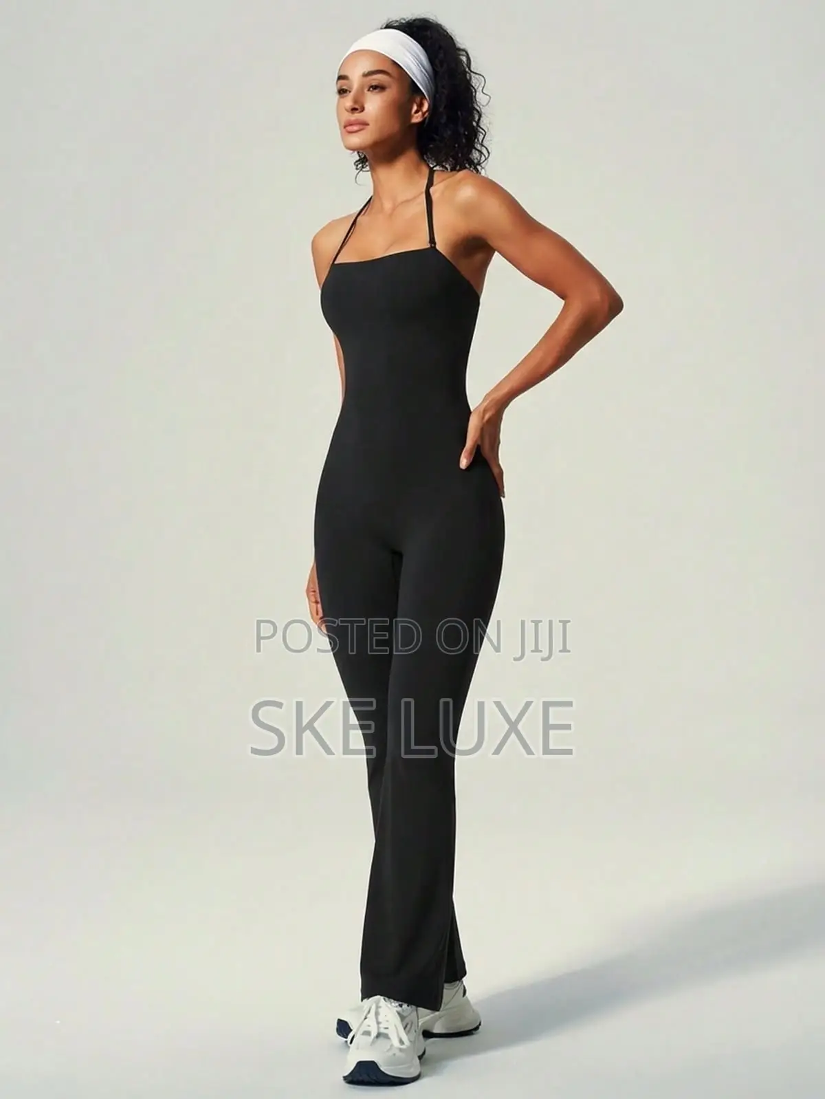Women’S 1-Piece Halter Jumpsuit - Flare-Leg Athleisure Jumpsuit