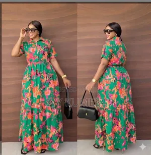 Vibrant Abstract Print Collared Maxi Dress – Chic Summer Casual Wear