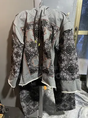 CHG Denim Hoodie That Uses an Off-White- Crossed-Arrow Designwit Down