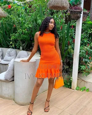 Orange and Green Mini Dress