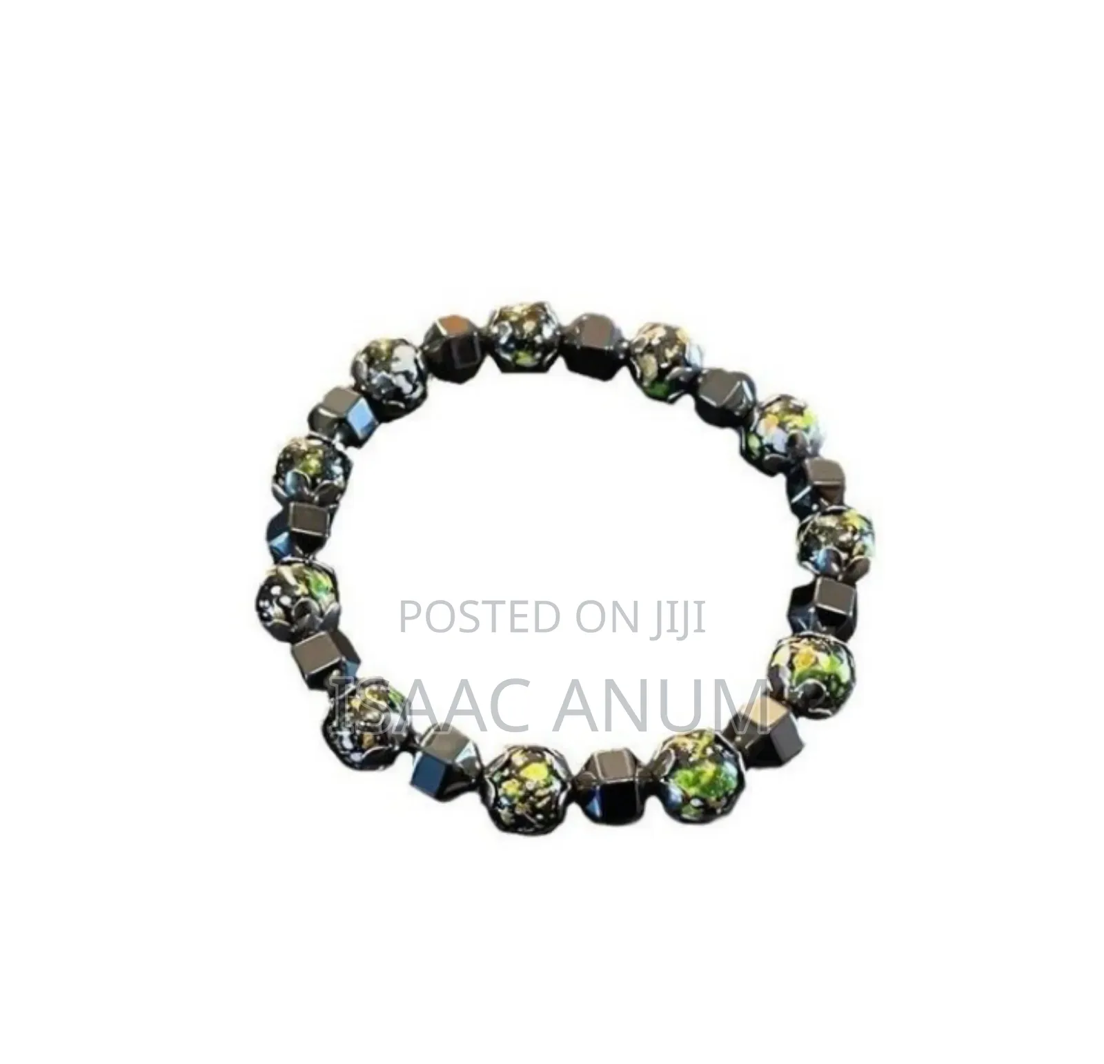 Calliara Minimalist Green-Gold Crackle Bracelet Men's Geometric Cut
