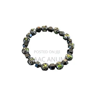Calliara Minimalist Green-Gold Crackle Bracelet Men's Geometric Cut