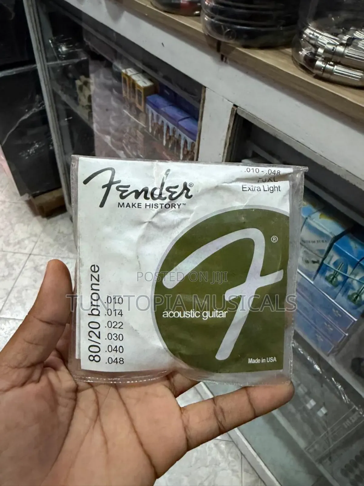 Fender 70xl 80/20 Bronze Extra Light Acoustic Guitar Strings.