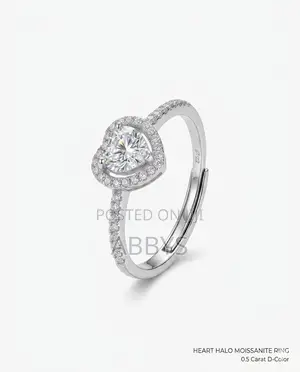 Adjustable 0.5ct Heart Halo Moissanite Diamond Proposal Ring
