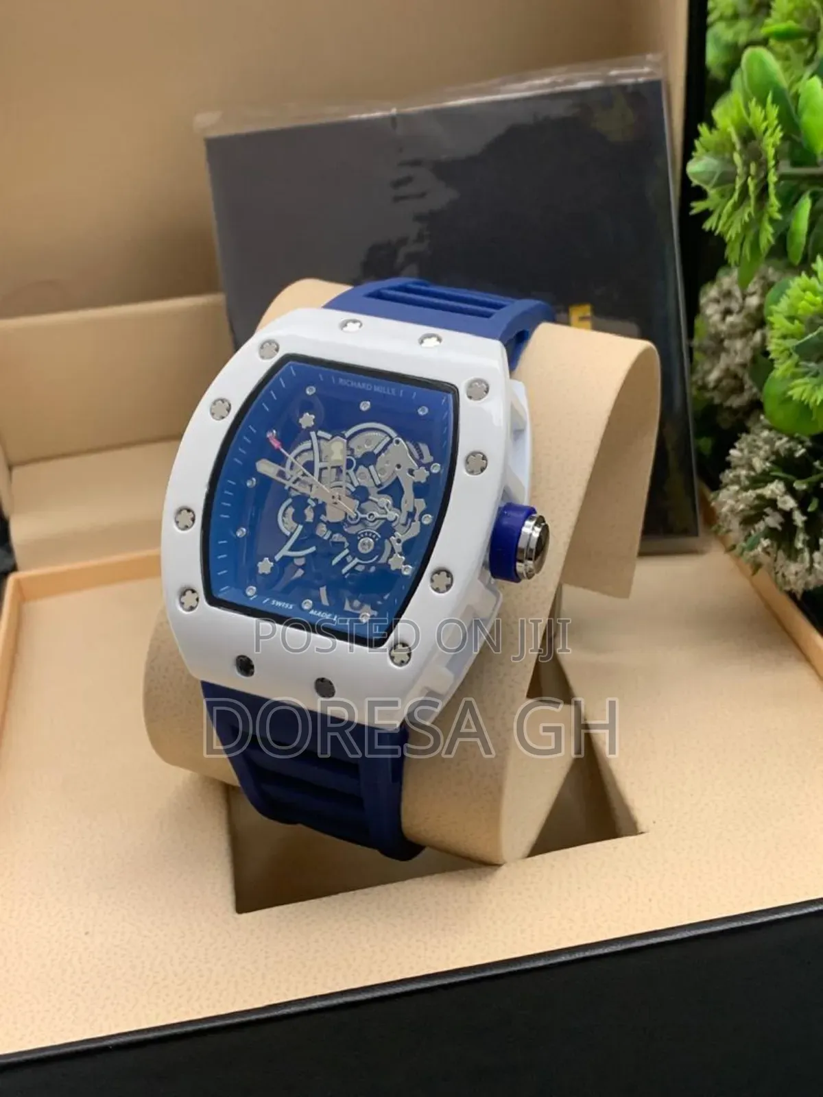 Men's Luxury Tonneau Skeleton Watch With Silicone Strap