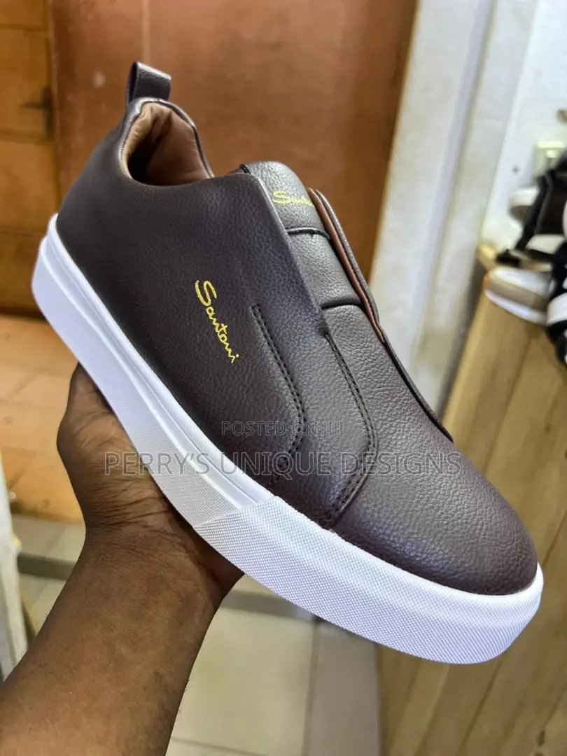 Premium Santoni Milano Laceless Leather Sneakers