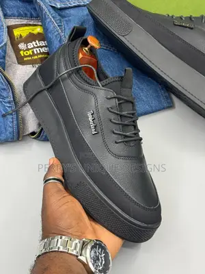 * Premium Timberland Executive All-Black Leather Casual Sneakers