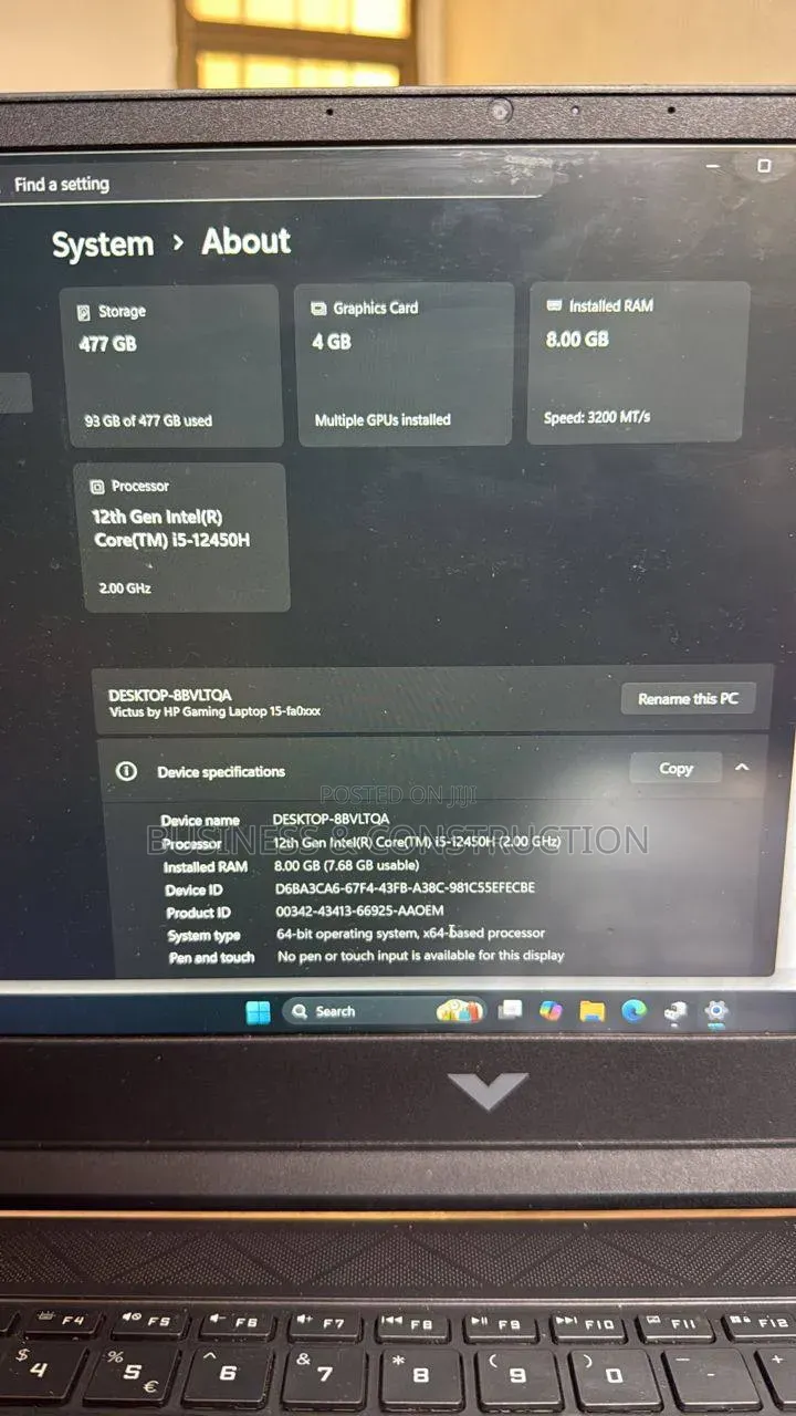 Laptop HP Victus 15 8GB Intel Core i5 SSD 500GB