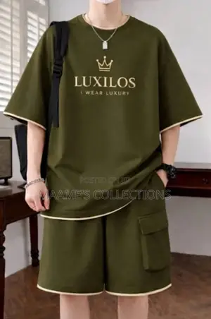 Casual Fashion 2pcs Set Short Sleeve Shirt and Short Pants for Men