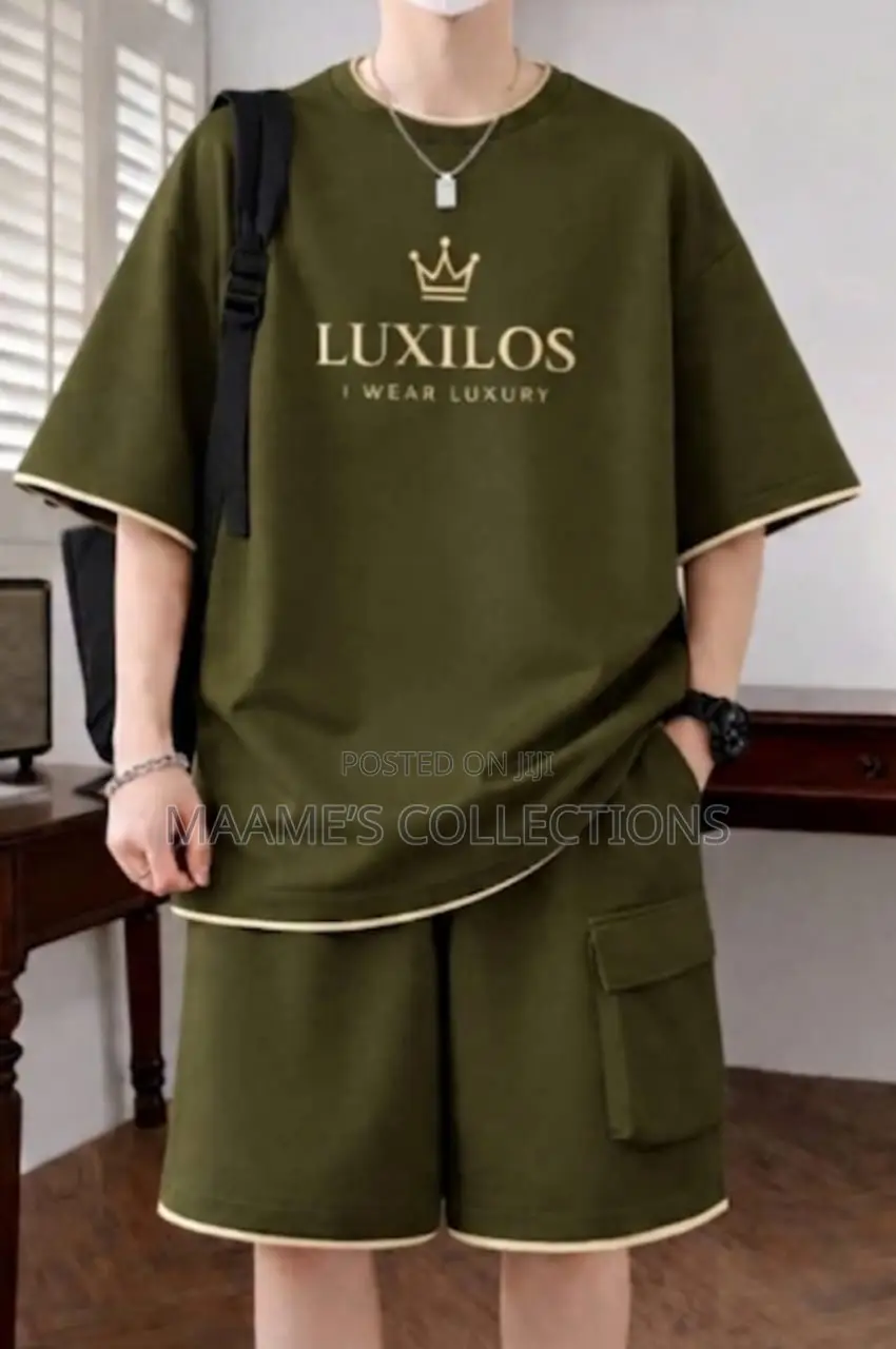 Casual Fashion 2pcs Set Short Sleeve Shirt and Short Pants for Men