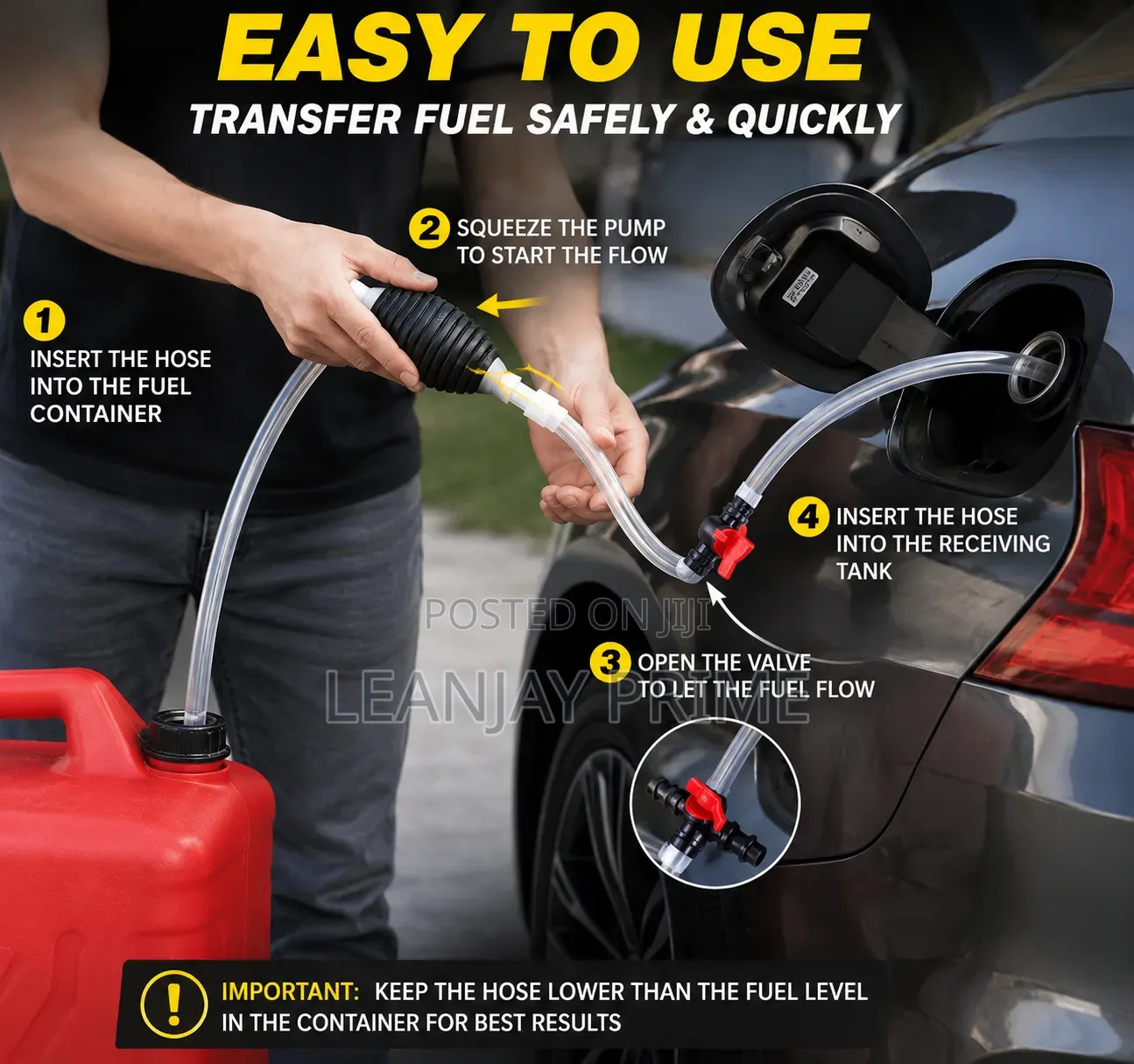 Manual Fuel Transfer Pump Kit | Petrol, Diesel Water Siphon Hose