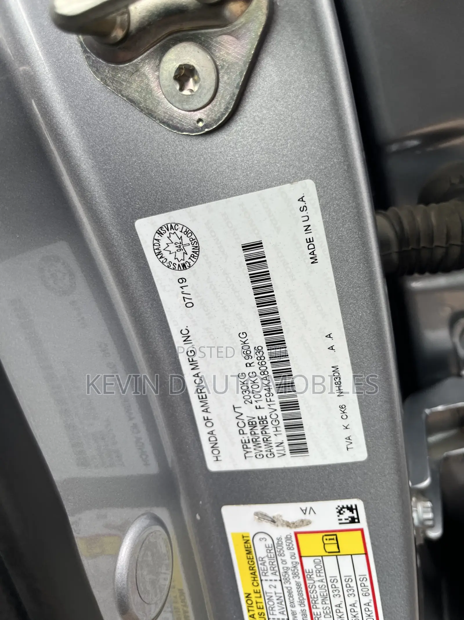 Honda Accord Sport (1.5L 4cyl Turbo 6M) 2019 Silver