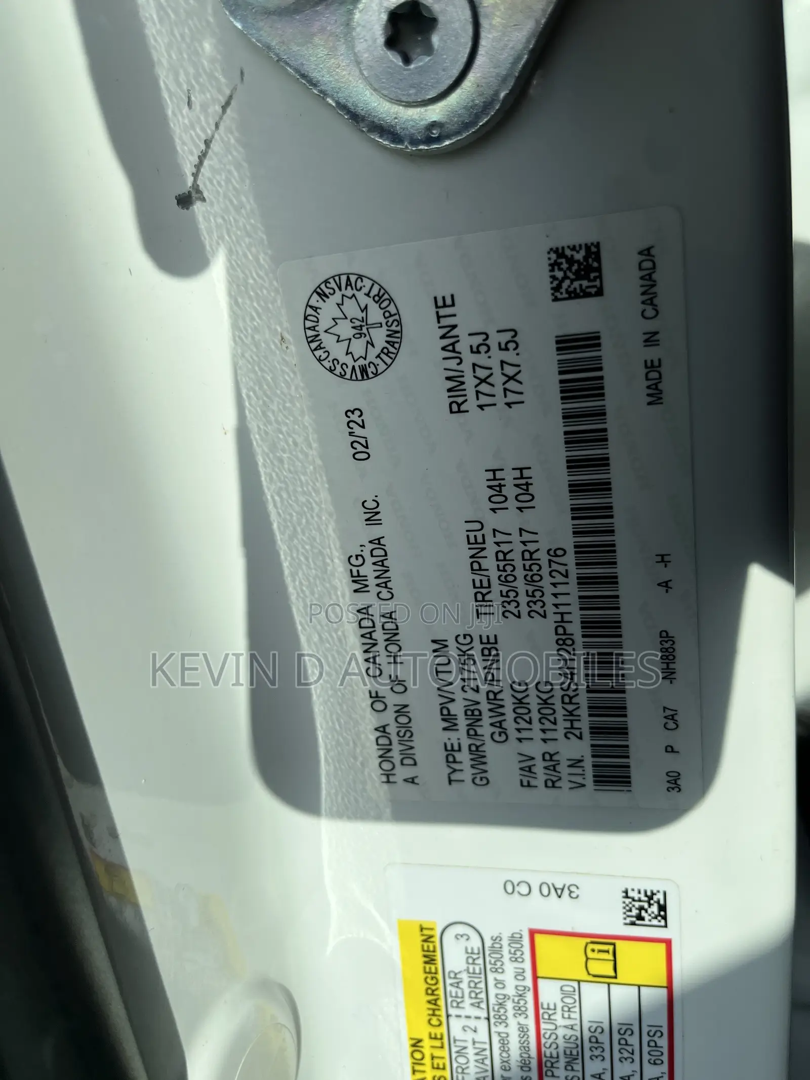 Honda CR-V EX AWD 2023 White