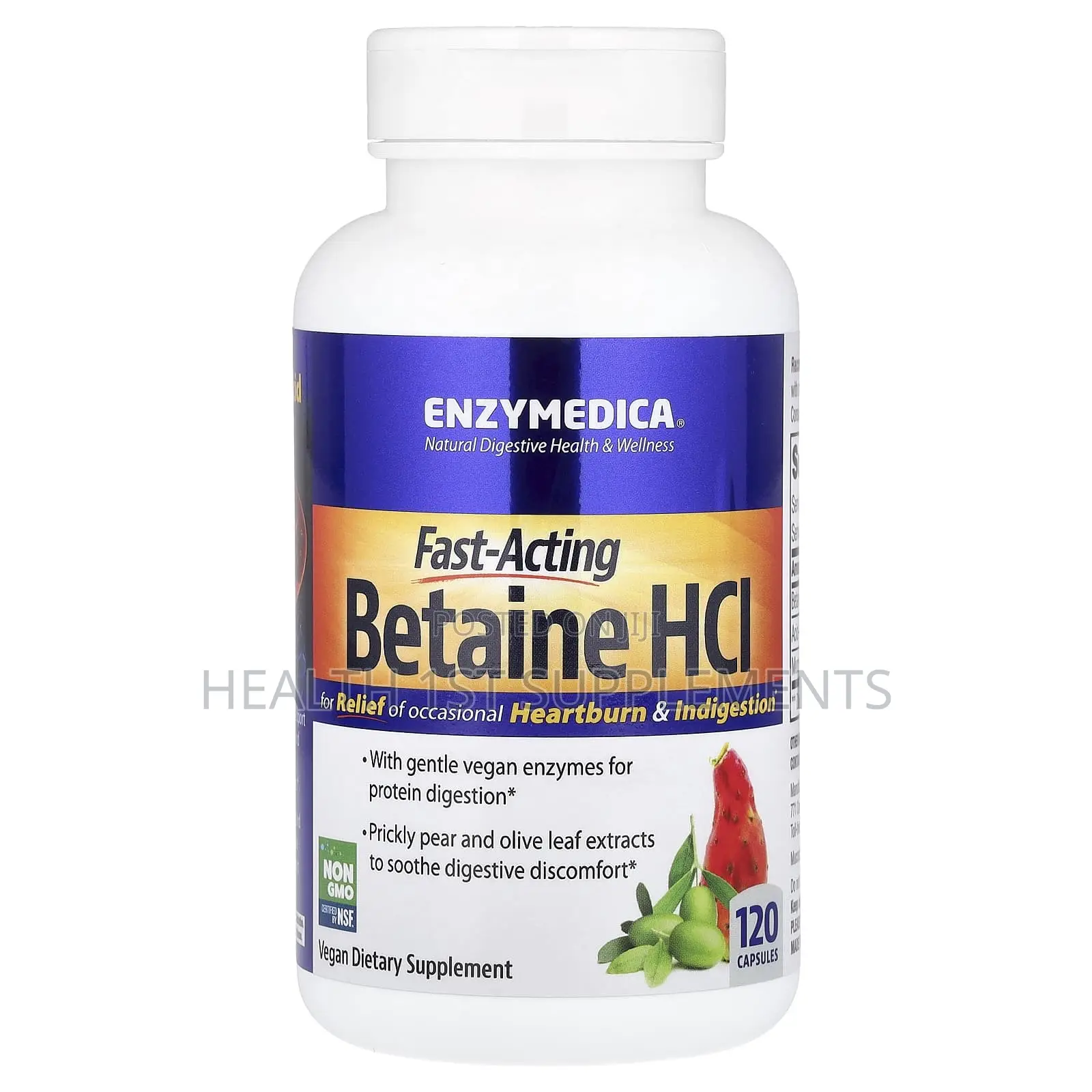 Enzymedica, Fast-acting Betaine Hcl, 120 Veg Capsules