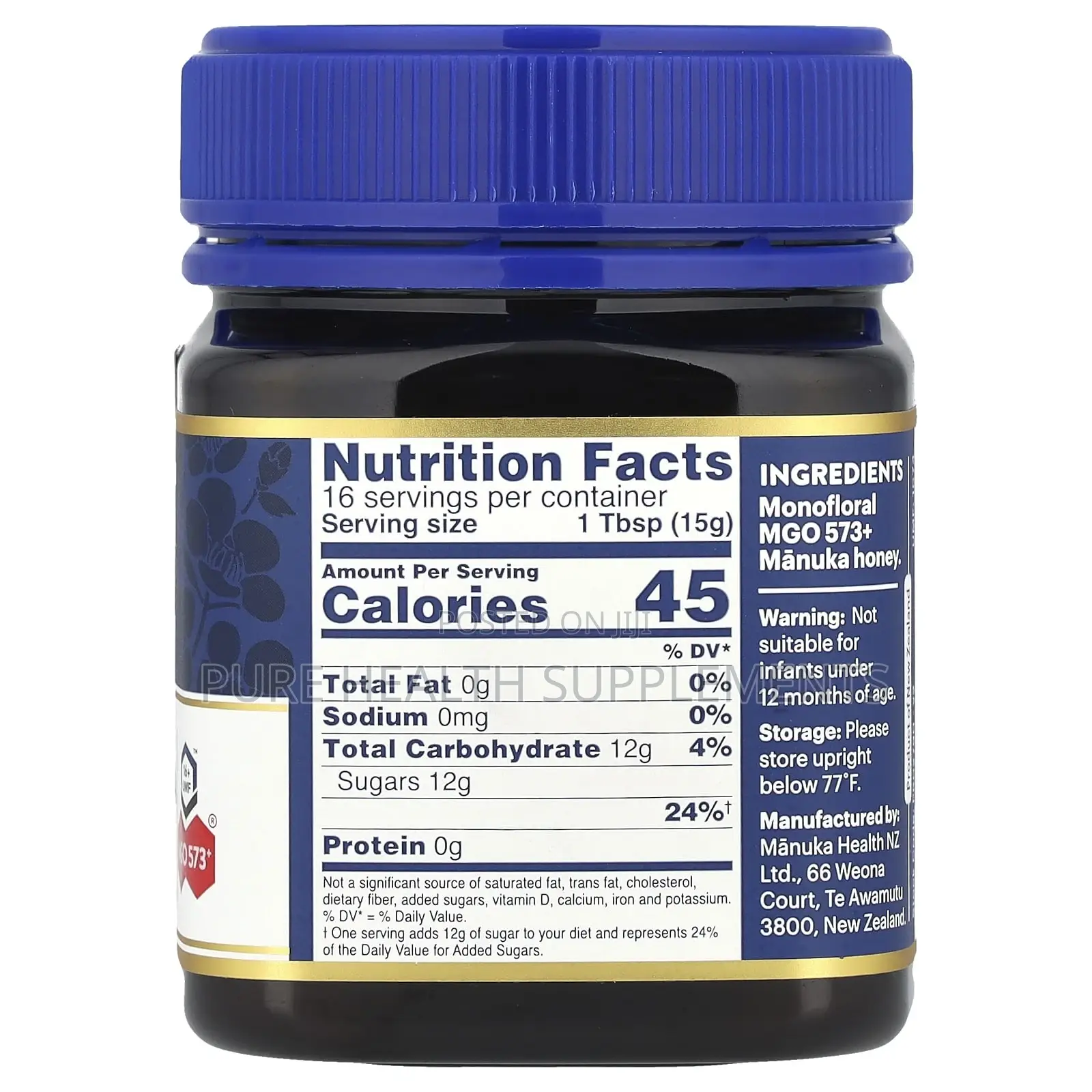 Manuka Health, Manuka Honey, Medical Grade, Umf 16+, Mgo 573+, 250 G