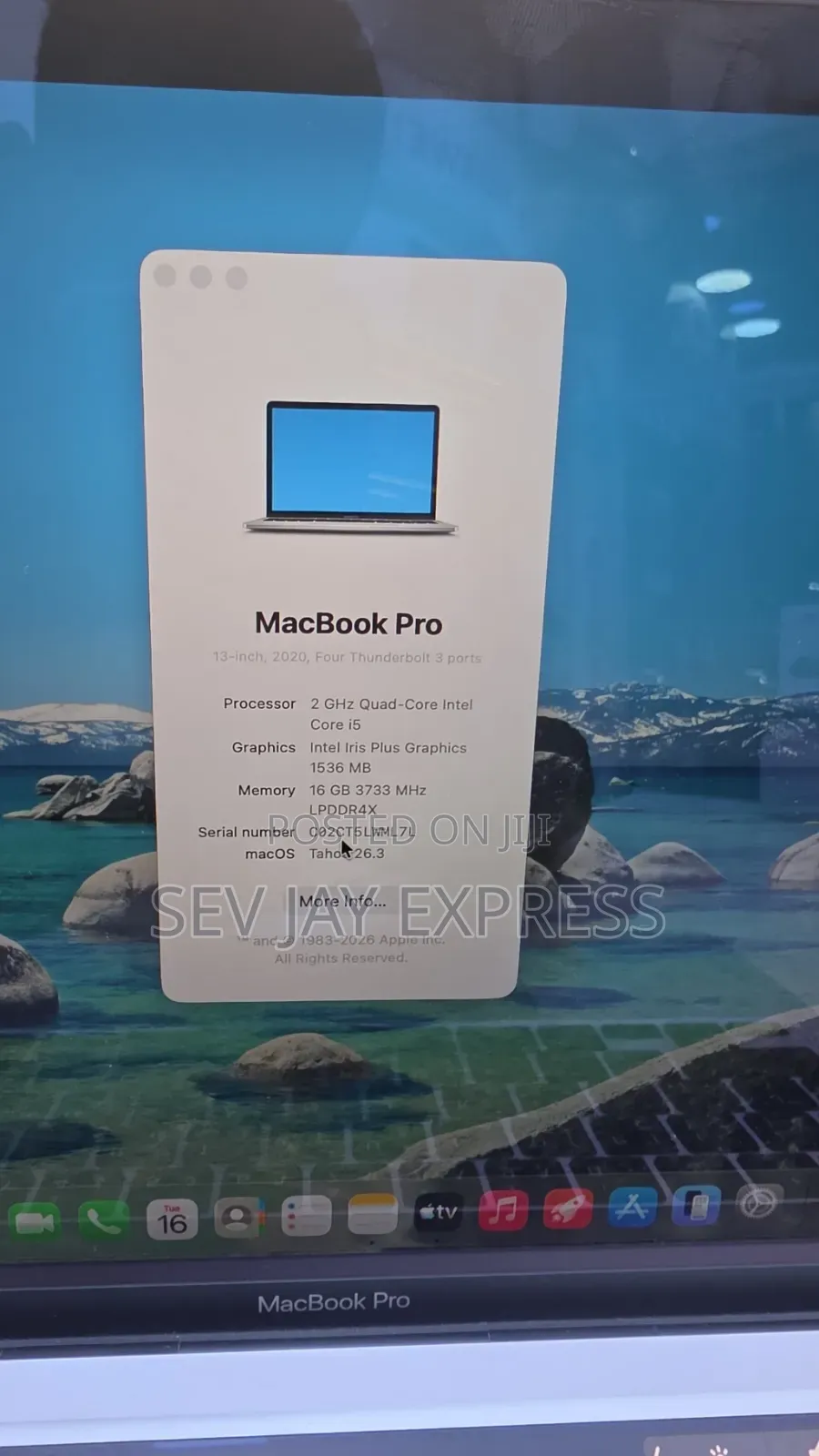 Laptop Apple MacBook Pro 2020 16GB Intel Core i5 SSD 512GB