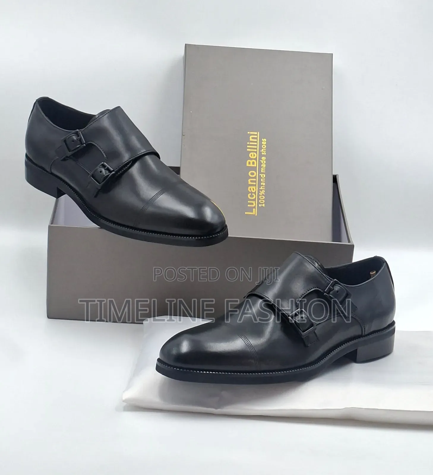 Luciano Bellini Leather Monk Strap Men's Shoes