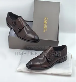 Coffee Brown Luciano Bellini Monk Leather Shoes