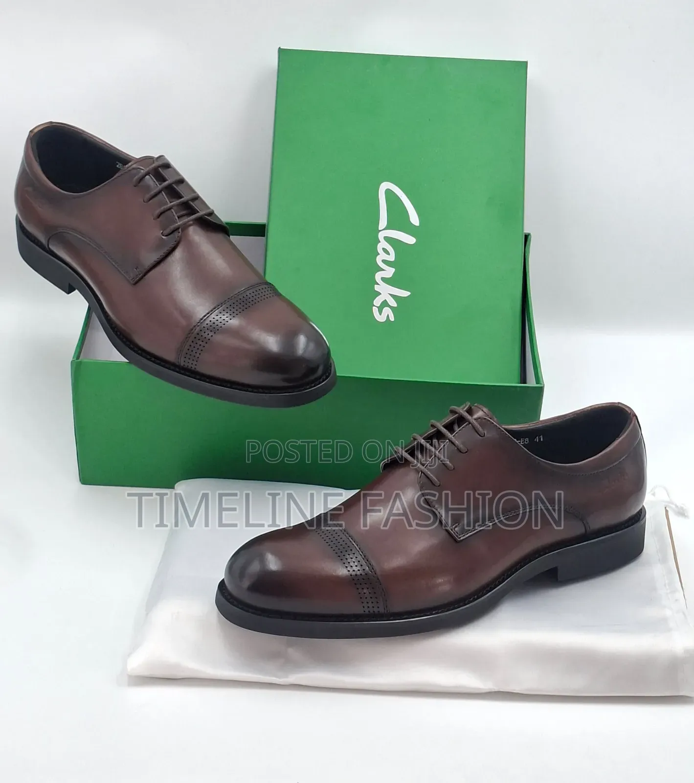 Coffee Brown Clark's Full Grain Genuine Leather Shoes