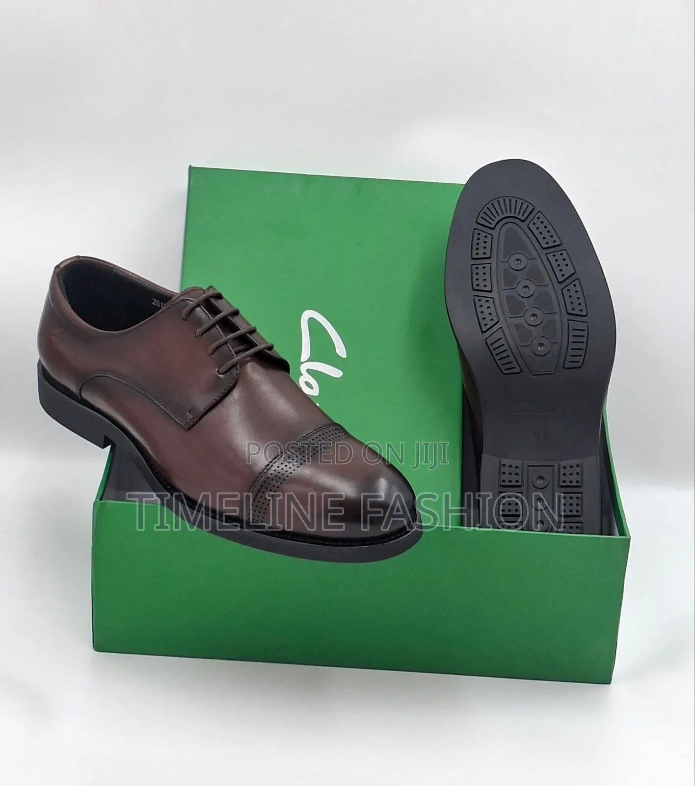 Coffee Brown Clark's Full Grain Genuine Leather Shoes