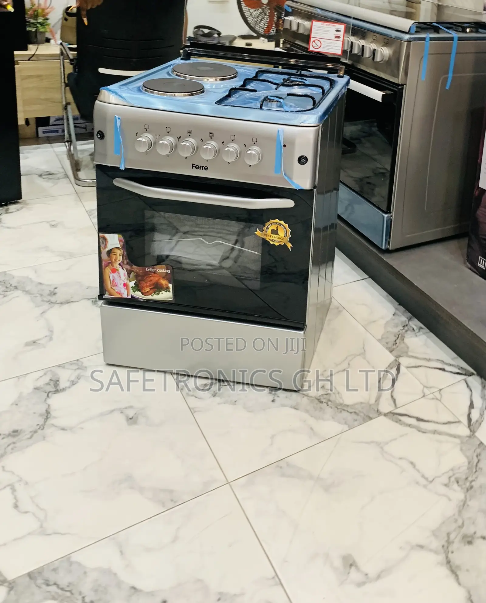 Essential New Grey 60x60 Ferre 2 Gas + 2 Electric Cooker