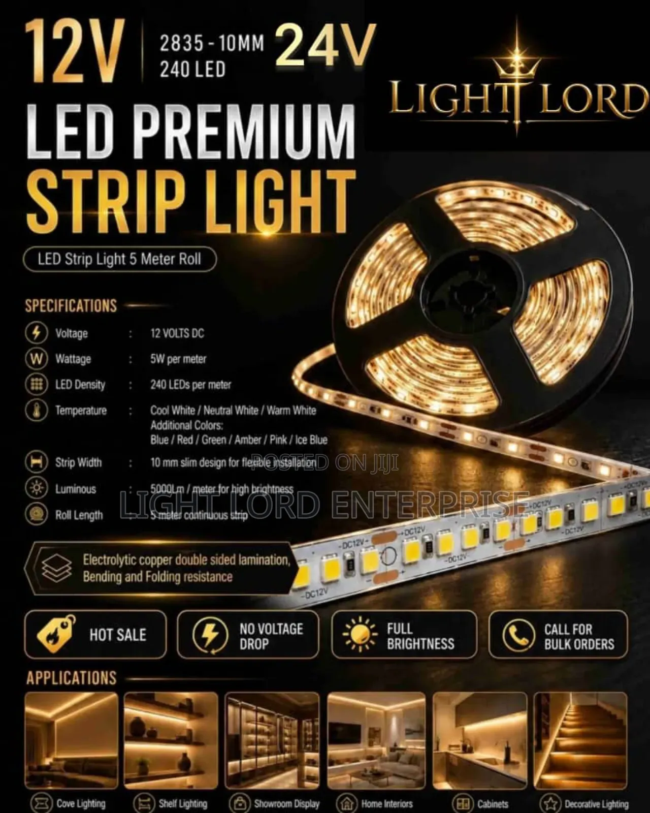 No Voltage Drop Led Strip With Sticker