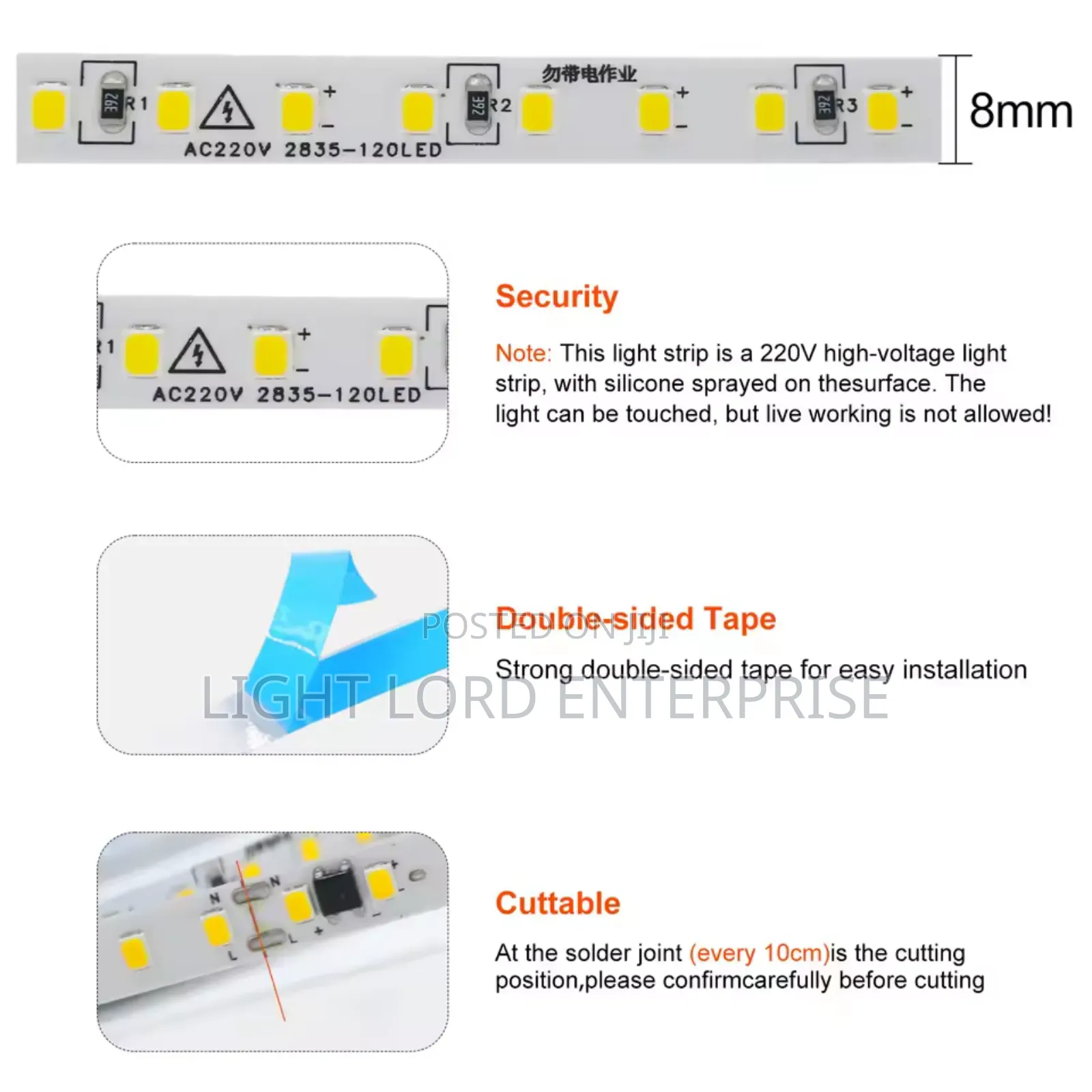 10cm Cuttable 220v/240v Led Strip