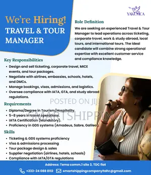 Vacancy - Travel and Tour Manager