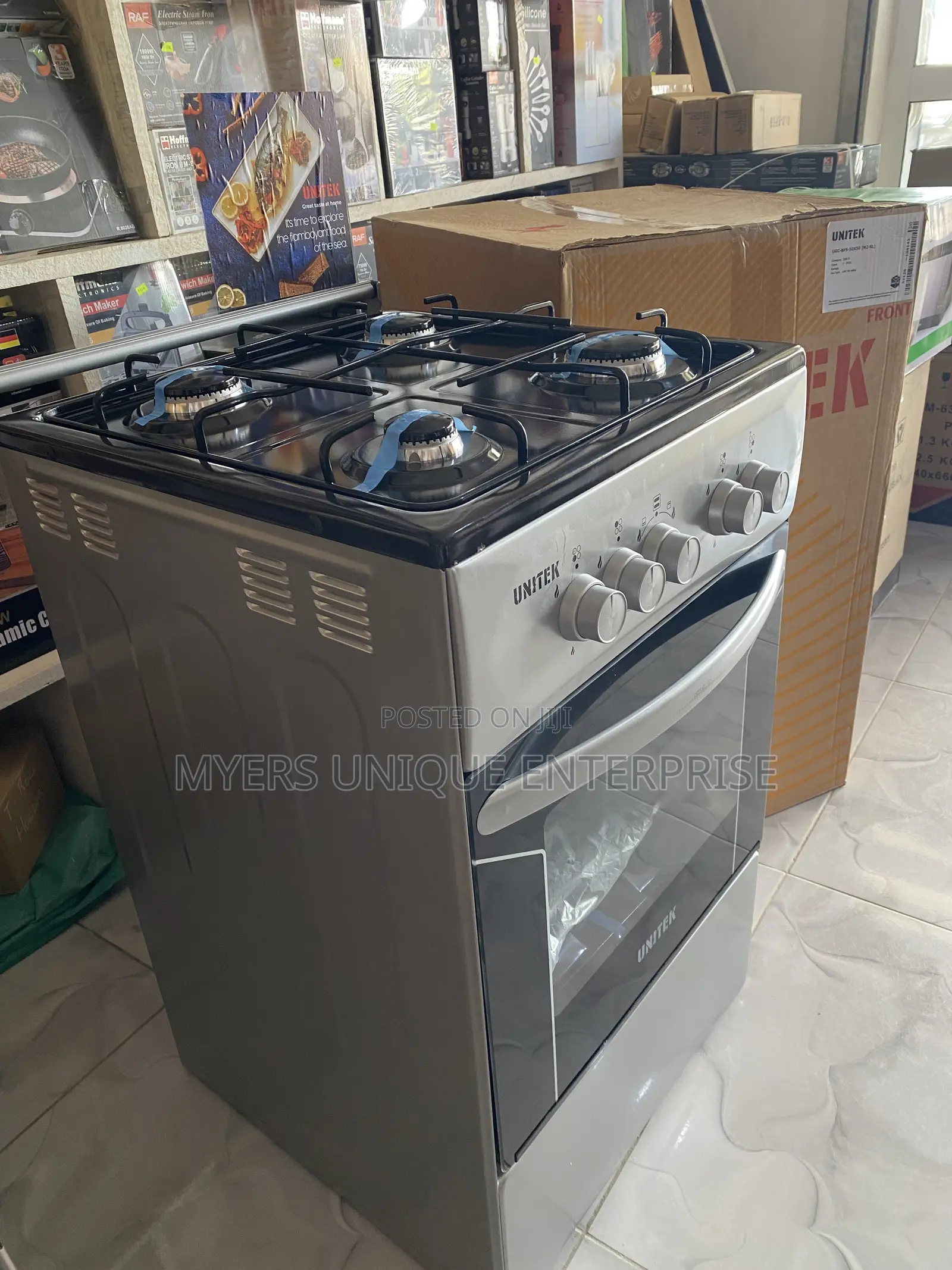 Unitek 4 Gas Burner Standing Cooker With Oven Grill