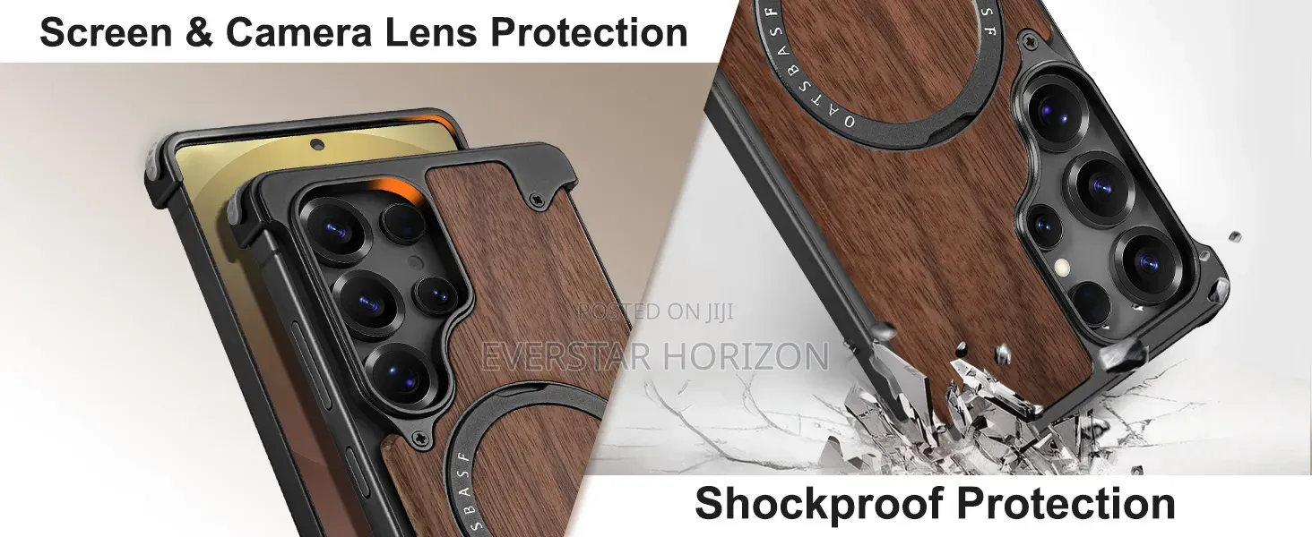 Luxury Walnut Wood Metal Frameless Case for Samsung Galaxy S25 Ultra