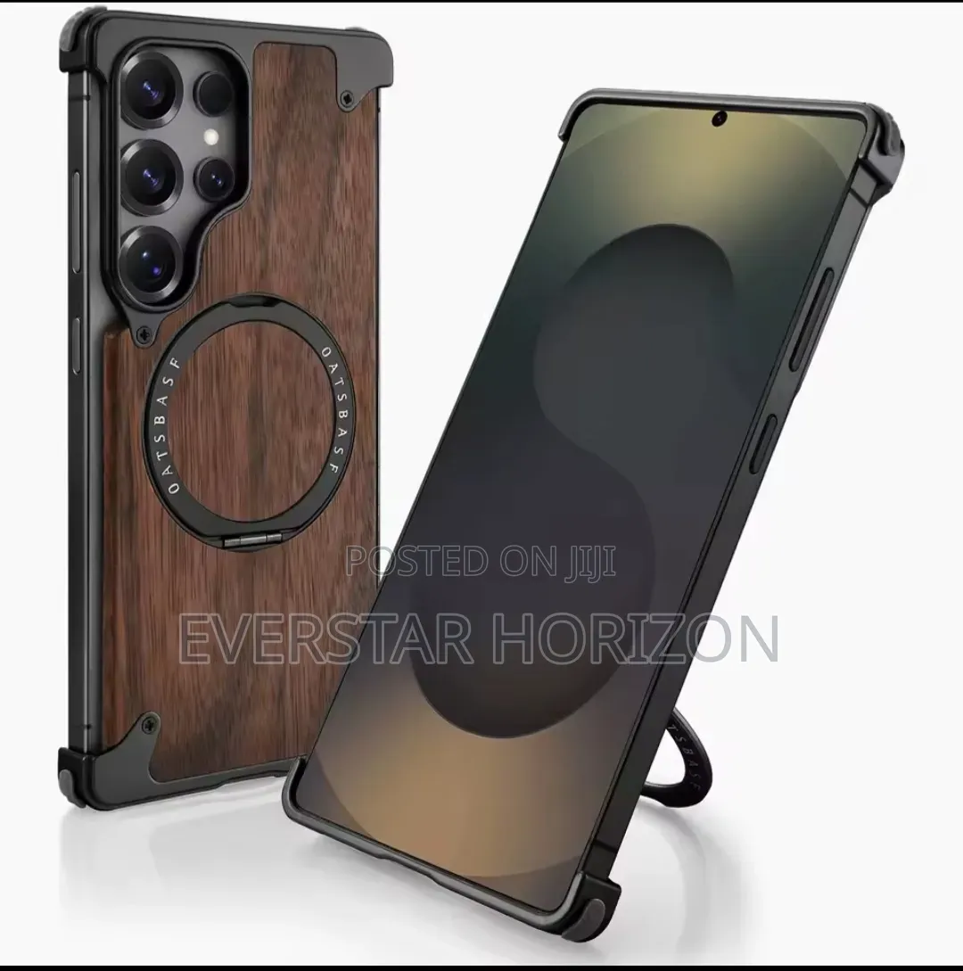Luxury Walnut Wood Metal Frameless Case for Samsung Galaxy S25 Ultra