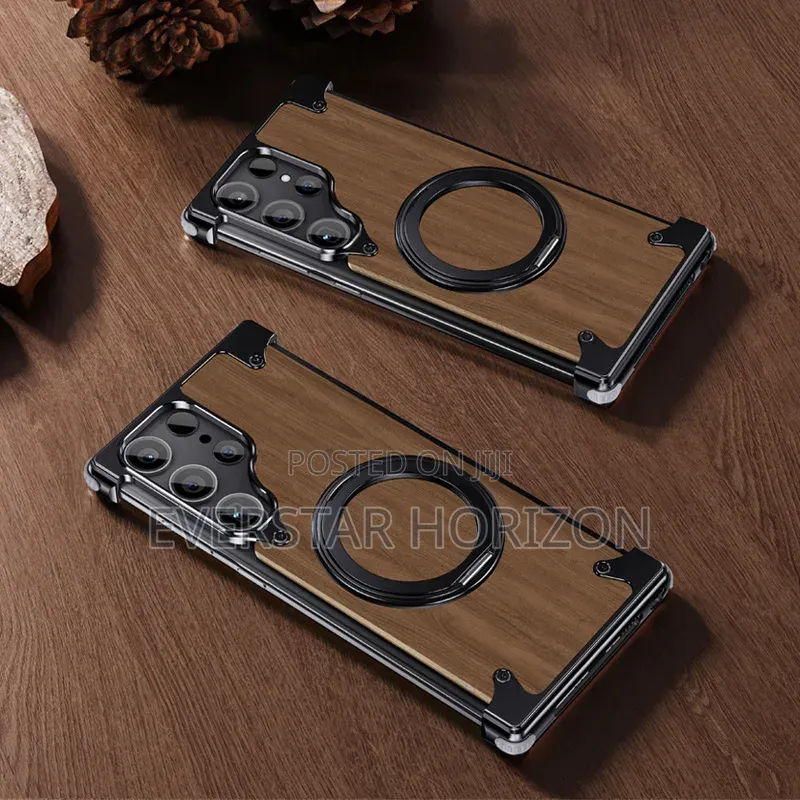 Luxury Walnut Wood Metal Frameless Case for Samsung Galaxy S25 Ultra