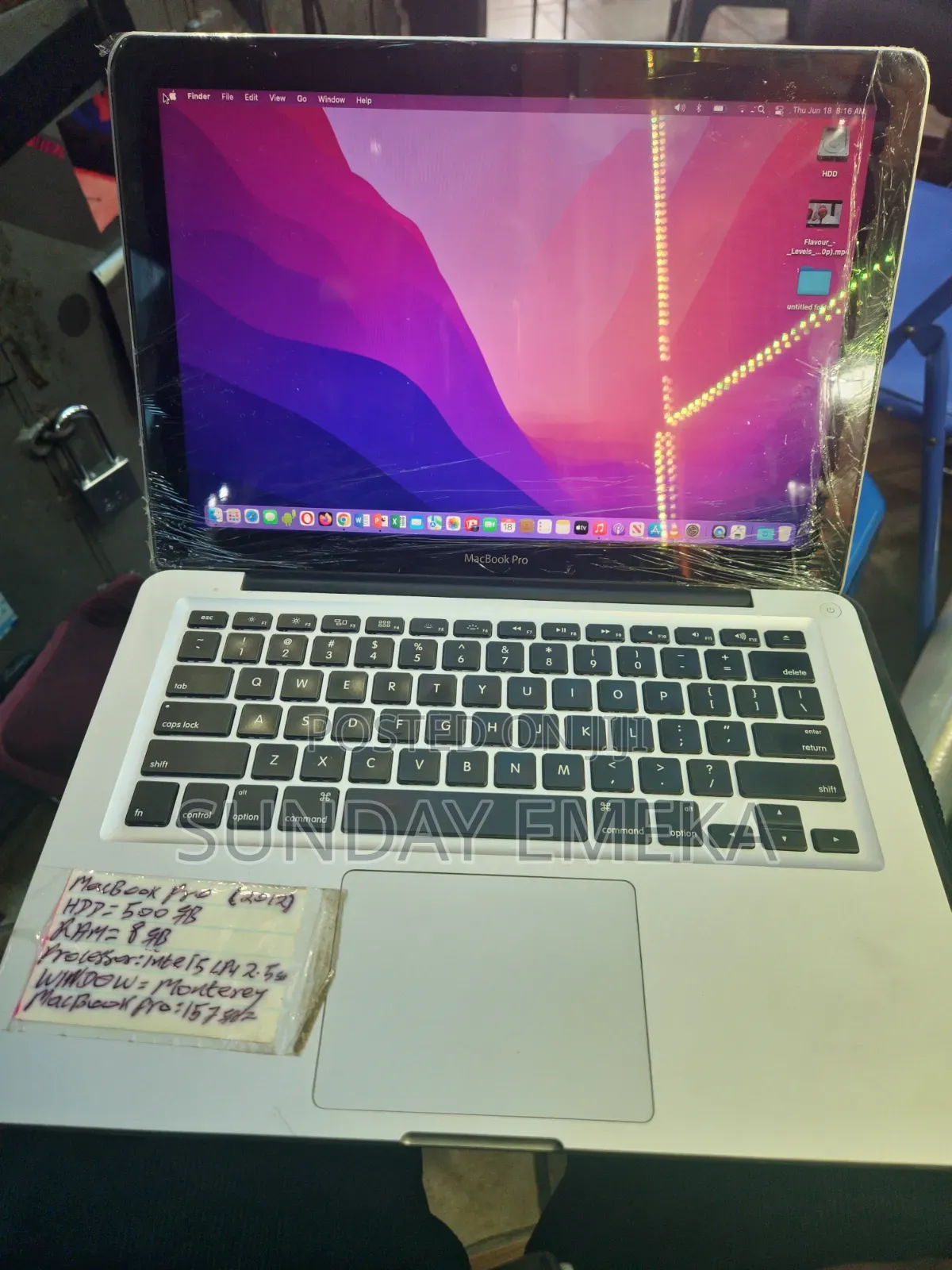 Laptop Apple MacBook Pro 2012 8GB Intel Core i5 HDD 500GB