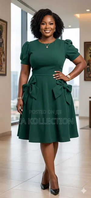 Ladies Round Neck Bowtie Dress