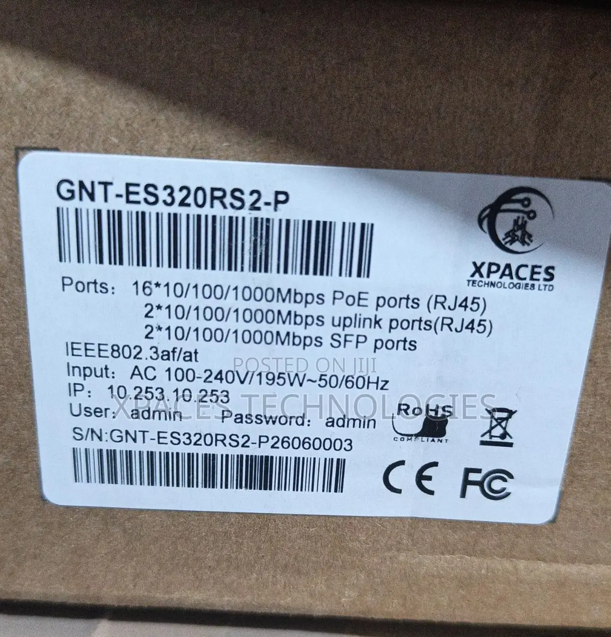 Xpaces 18 Port Poe Full Gigabit + 2 SFP Fiber Port L2 Managed Switch